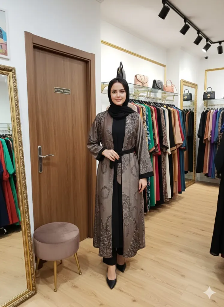 طقم عباءة ساتان زهور فاخرة 3.webp