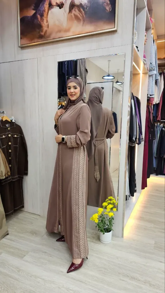 Embroidered summer abaya (GRAY, 46)