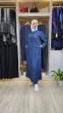 Long denim dress with front zipper