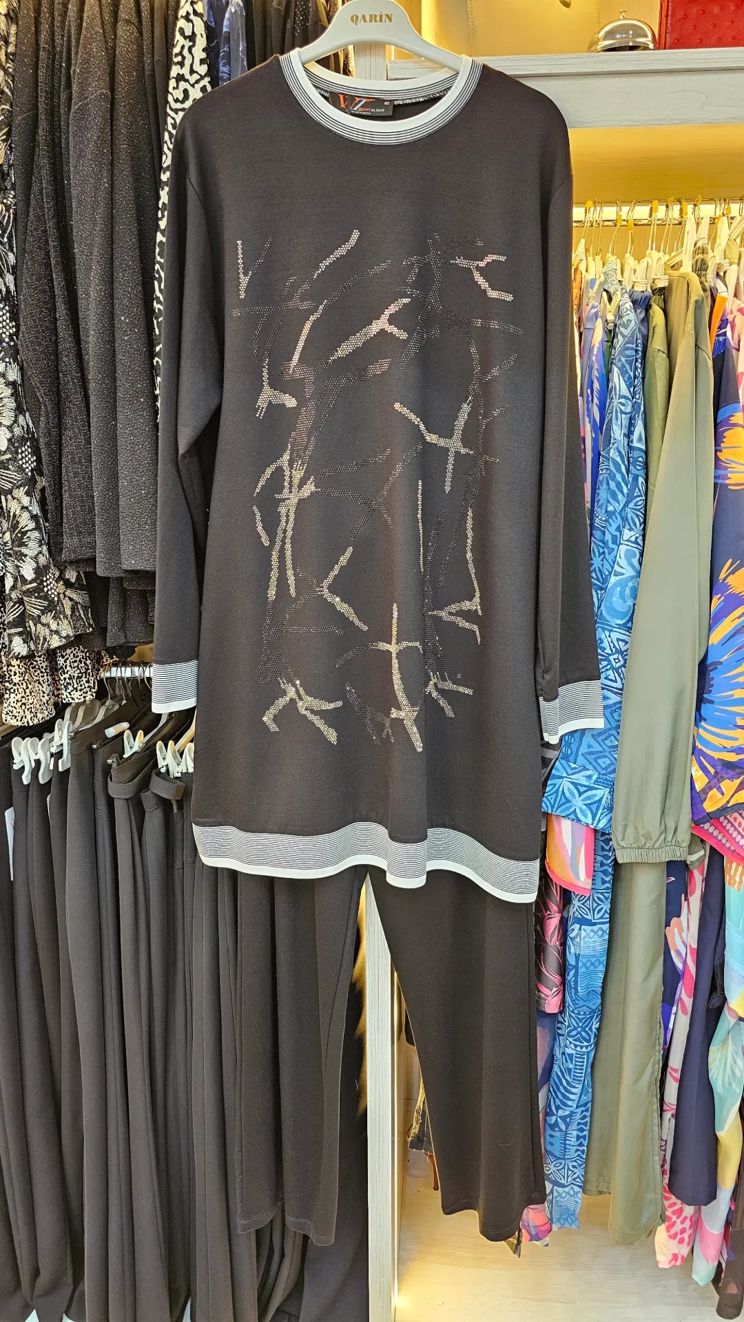 Cotton suit jacket set (BLACK, 38)