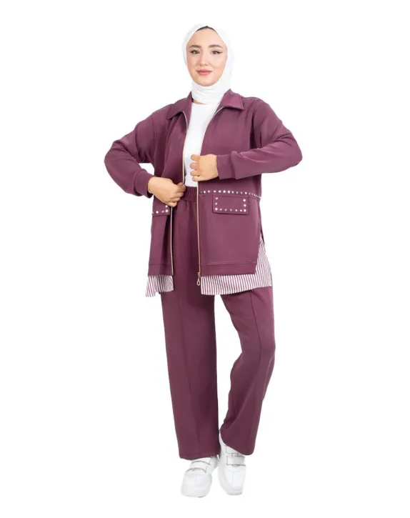 Luxurious two-piece set in Ochocobra fabric (MAROON, 1)