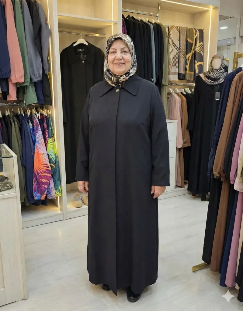 مانطو واسع للمقاسات الكبيرة (أسود, 48)
