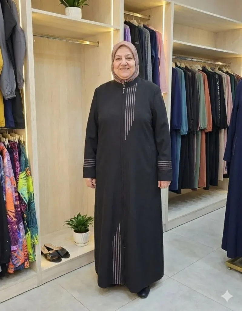 مانطو بخطوط متباينة أنيقة (أسود, 52)