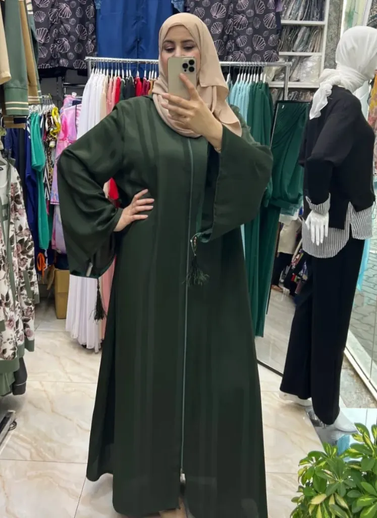 Abaya decorated with cool fabric