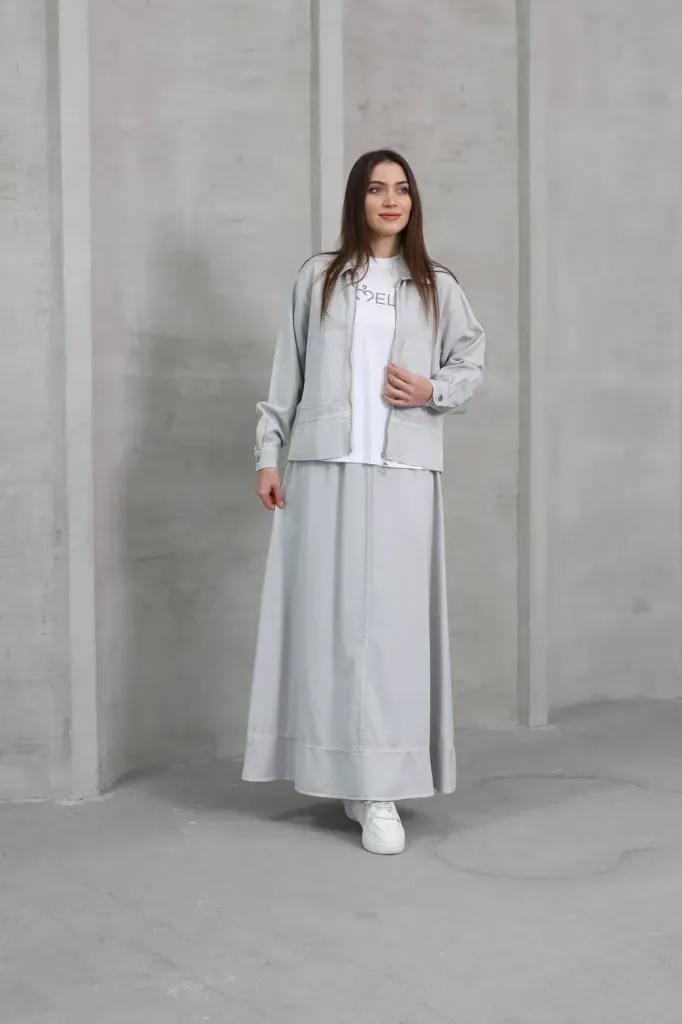 Summer denim skirt set (GRAY, 38)