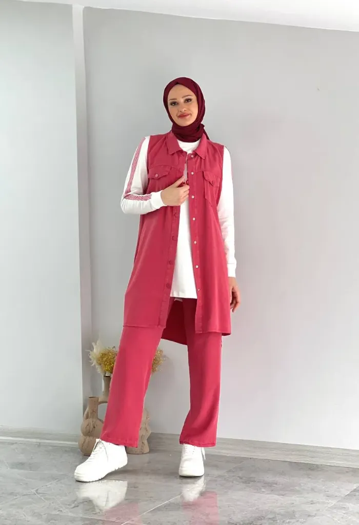 Three-piece going out set with jacket (MAROON, 38)