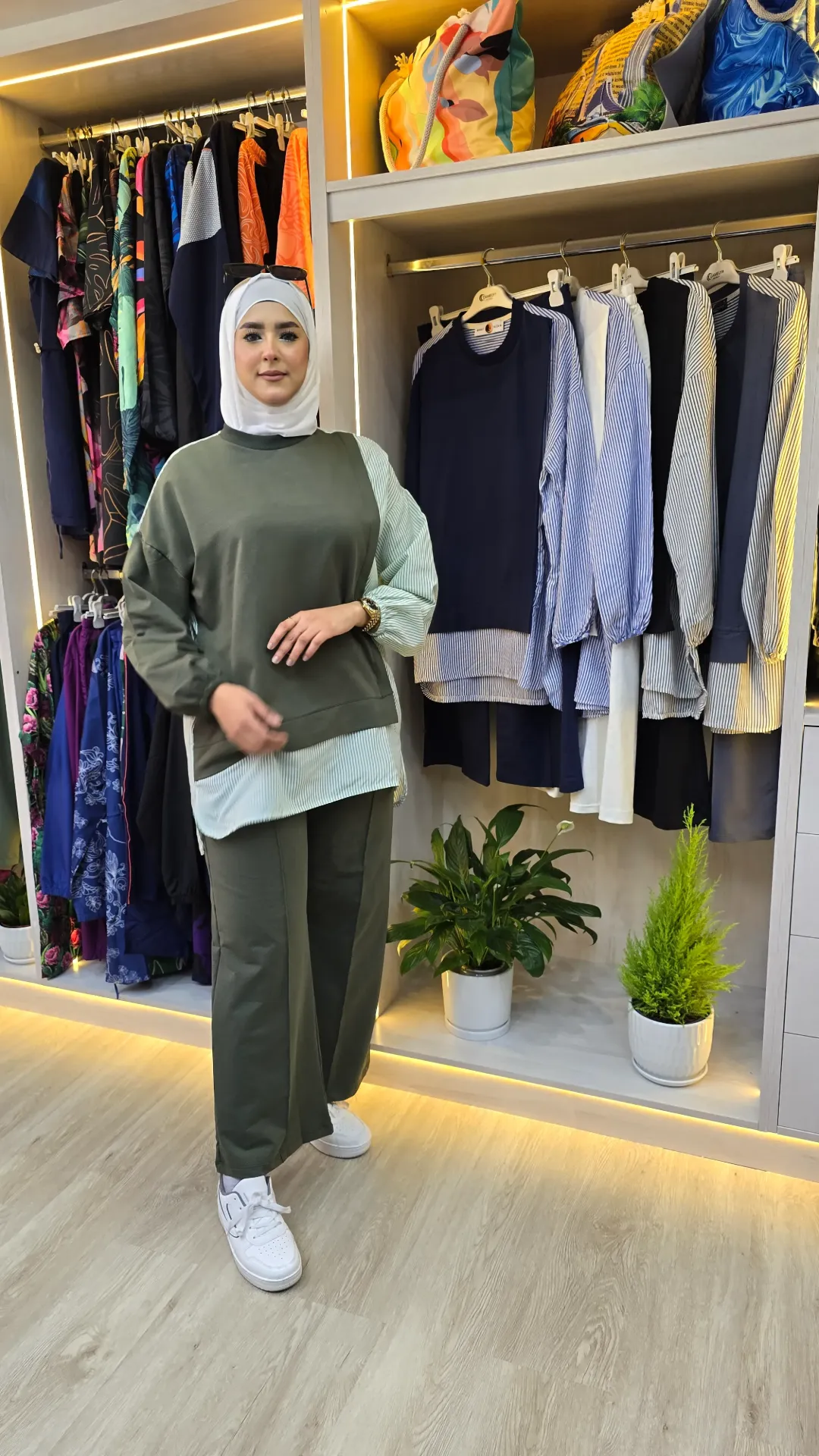 طقم صيفي مخطط قطعتين (أخضر, 1)