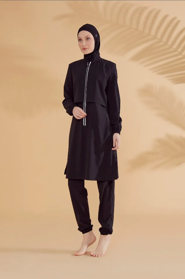 Black 4-piece stretch burkini (L)