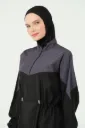 Long burkini with bralette decorated above the chest