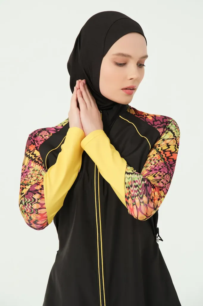 بوركيني ستريتش لونين 4  قطع (أصفر, S)