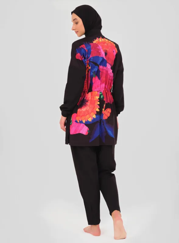 Parachute burkini printed on the back (BLACK, S)