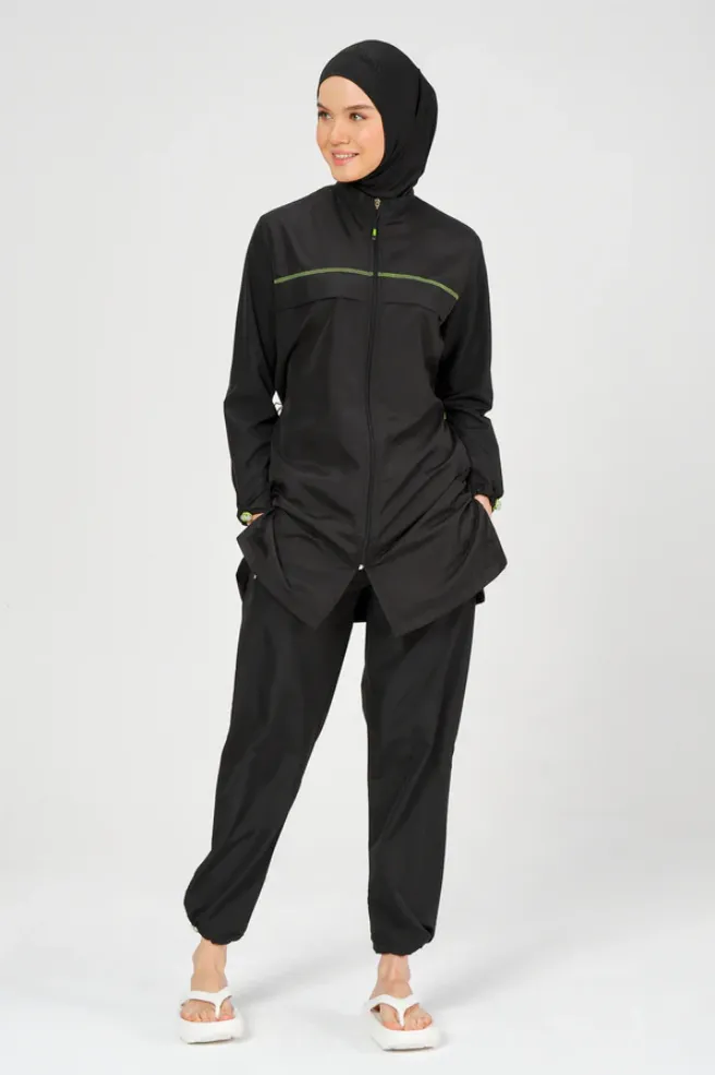Burkini parachute with a distinctive stripe (BLACK, S)