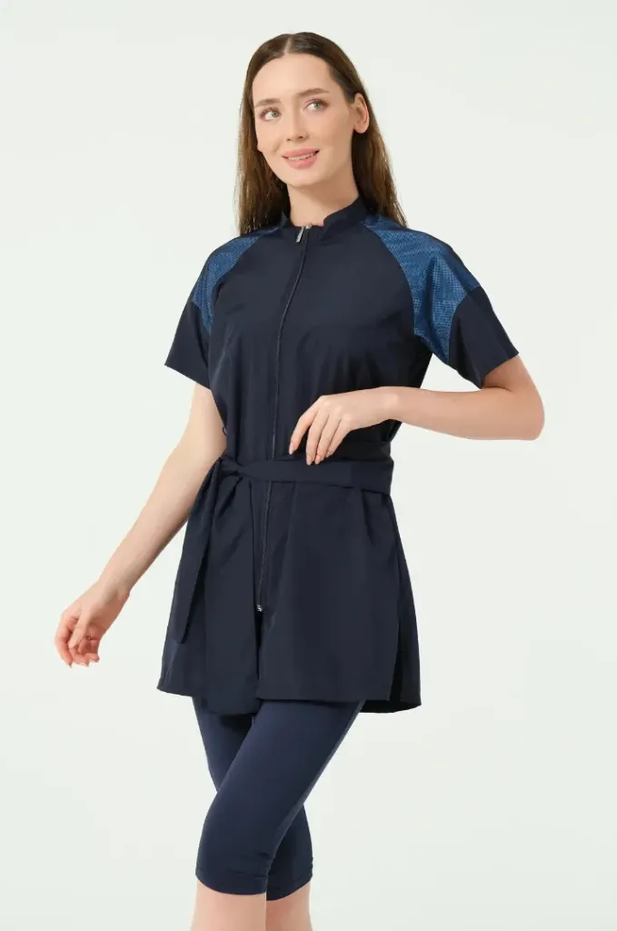 Short stretch burkini with a pattern on the shoulders (S)