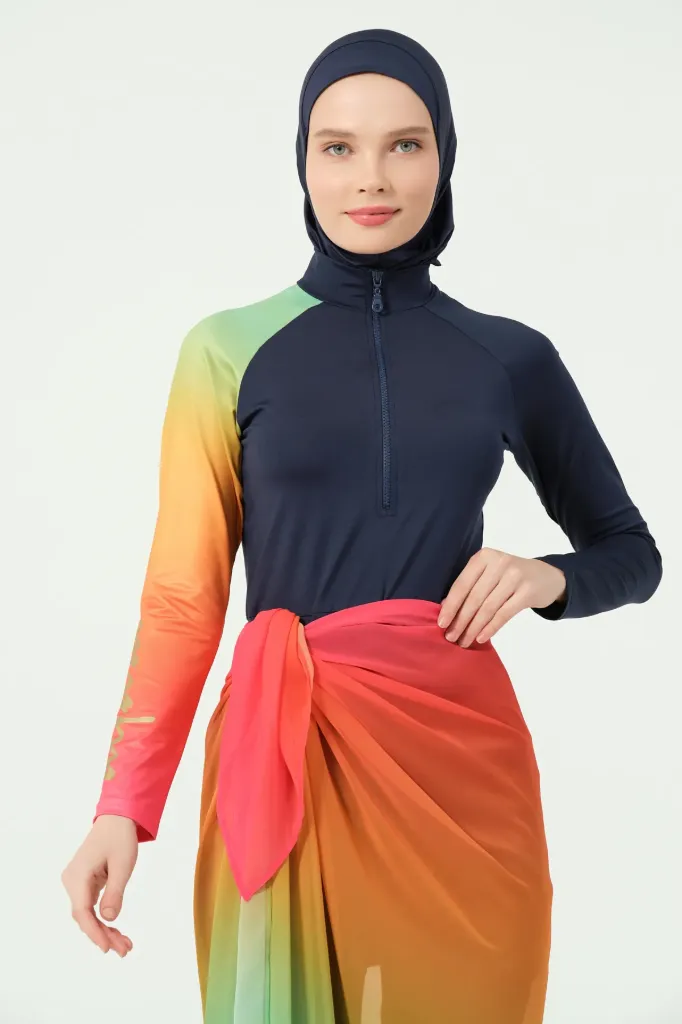Stretch burkini 5 pieces with tiered shawl (S)