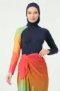 Stretch burkini 5 pieces with tiered shawl