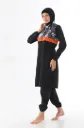 Black parachute burkini with tree print