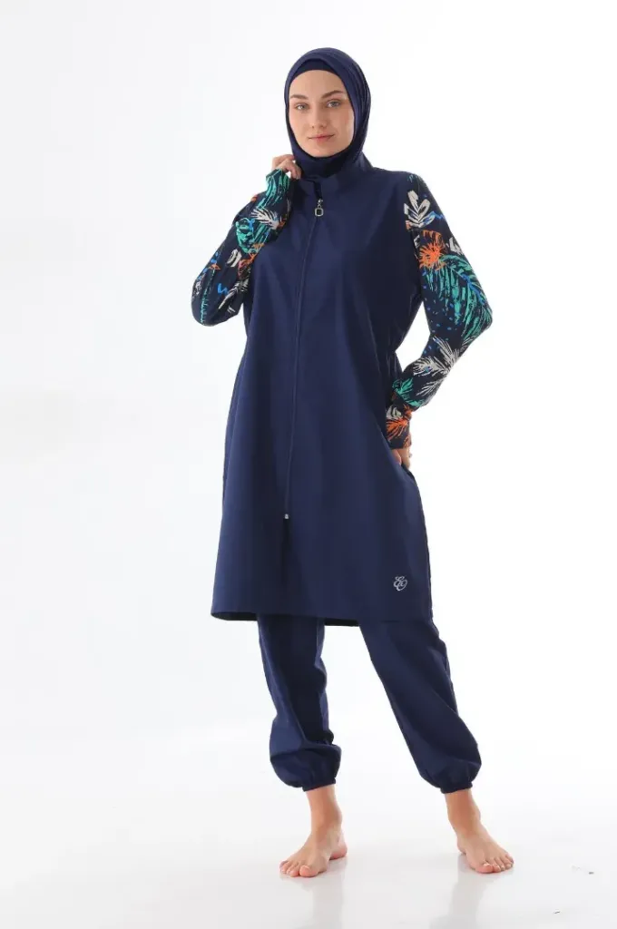 Navy burkini with designs 4 pieces (M)
