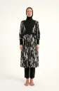 Black and white stretch burkini 4 pieces