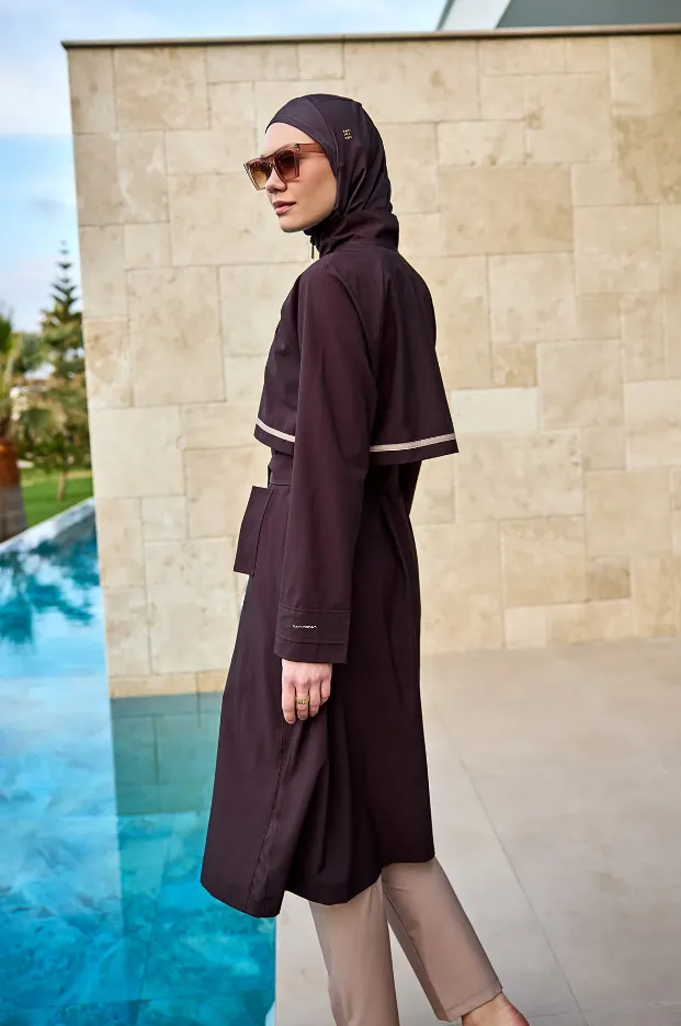 Brown Parachute Stretch Burkini 4 Pieces