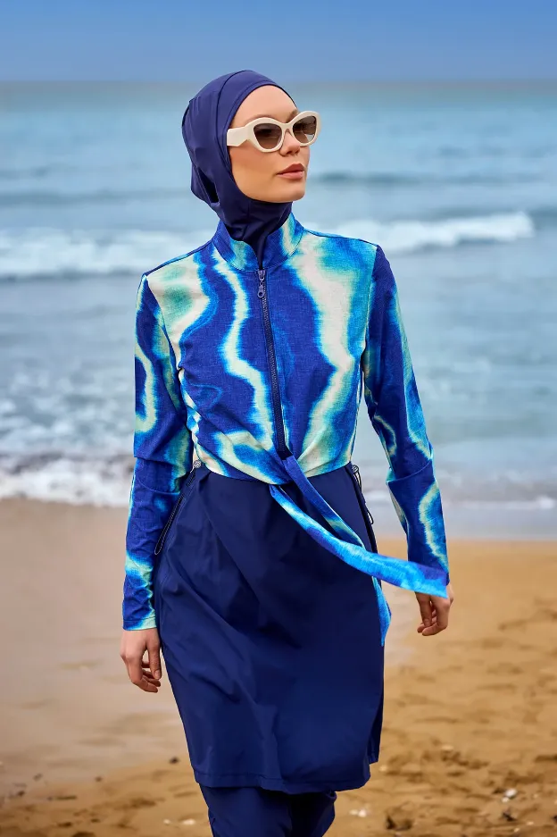 Blue gradated parachute stretch burkini