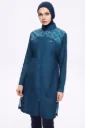 Turquoise burkini with shoulder straps