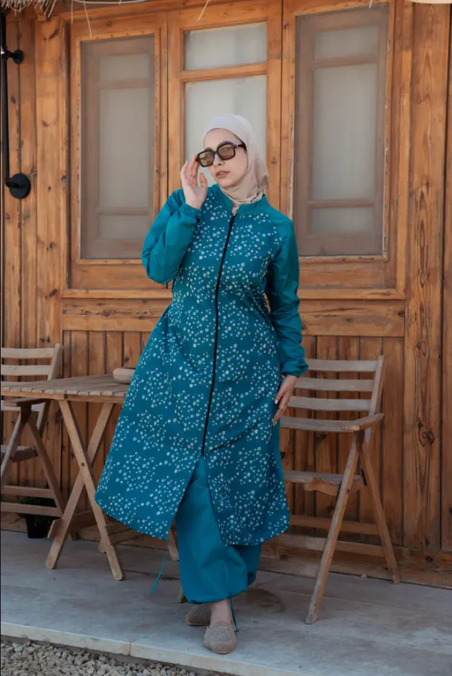 Burkini Turquoise Parachute White Decoration 4 Pieces