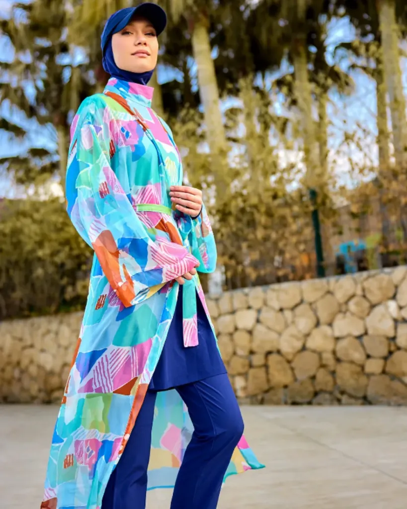 Multi-artistic silk chiffon cashmere swimsuit