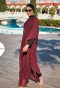 Black burgundy silk chiffon cashmere dress