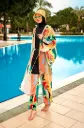 Colorful abstract silk chiffon cashmere swimsuit