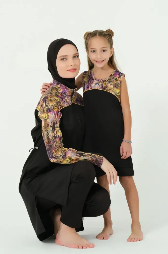Colorful stretch children's burkini 3 pieces (1)
