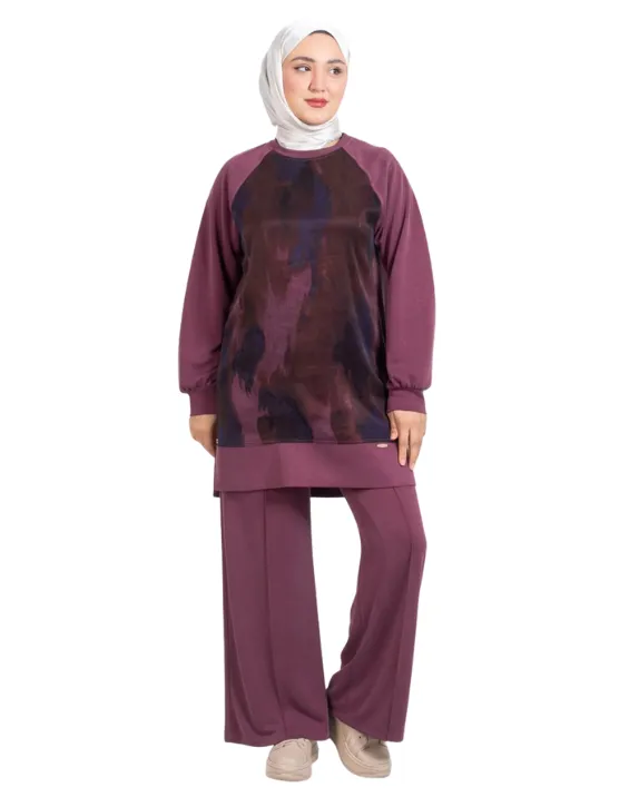 Pika modest set with cobra print (MAROON, 1)