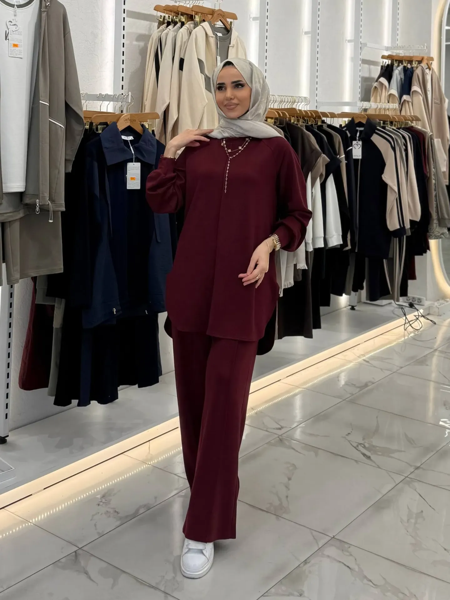 Osho two-piece cotton set (MAROON, 38)