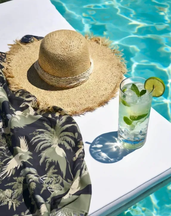 A luxurious straw hat to coordinate with a burkini
