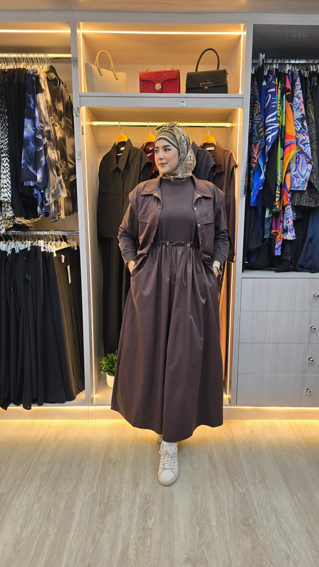 Turkish dress and gilet set for veiled women