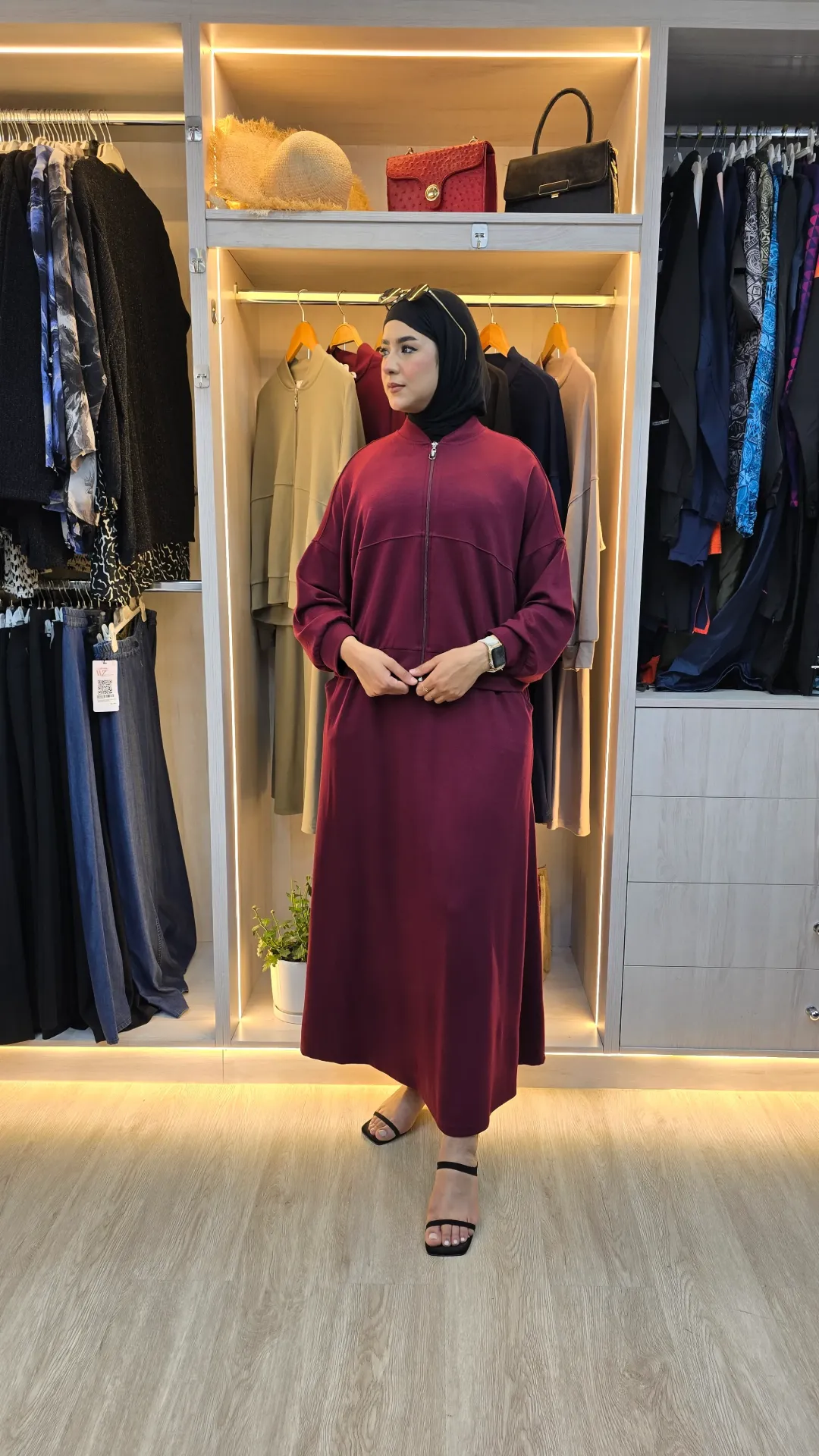 طقم جاكيت وتنورة قطن تركي (ماروني, 38)