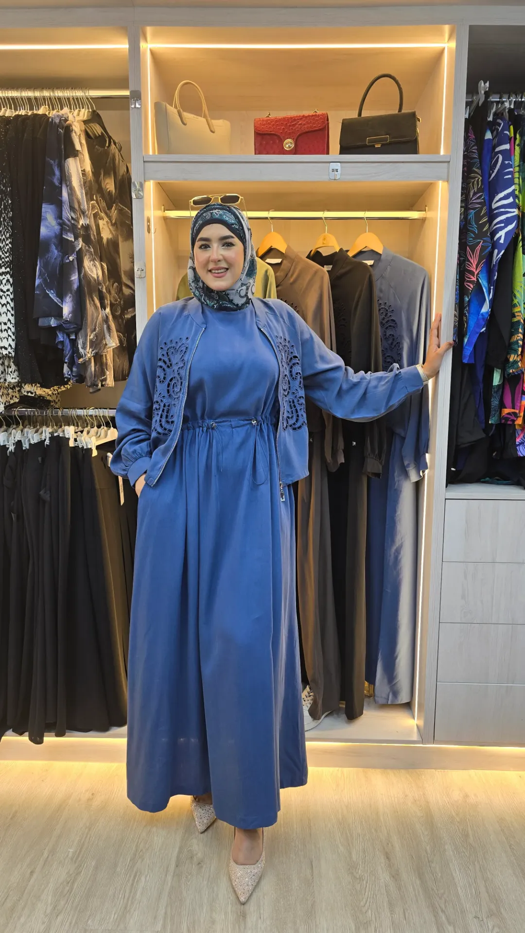 Turkish tansal dress set with laser jacket (BLACK, 38)