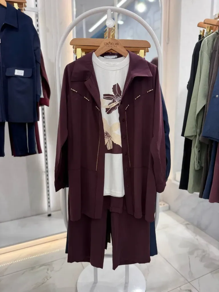 طقم مودال تركي 3  قطع (ماروني, 38)