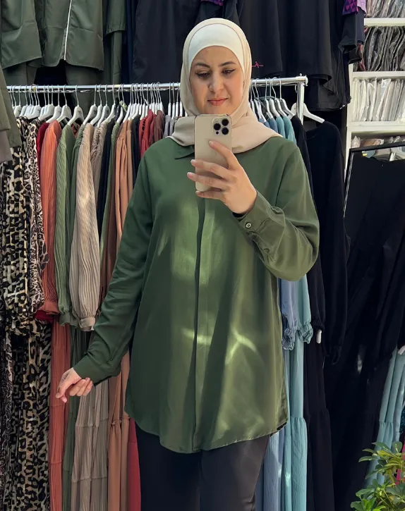 Long shirt made of cotton fabric (BLACK, 38)