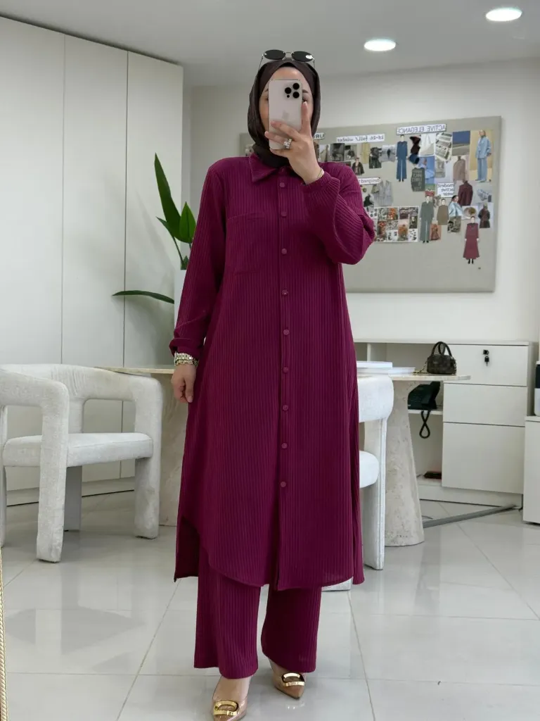 Multicolored striped cotton set (MAROON, 1)