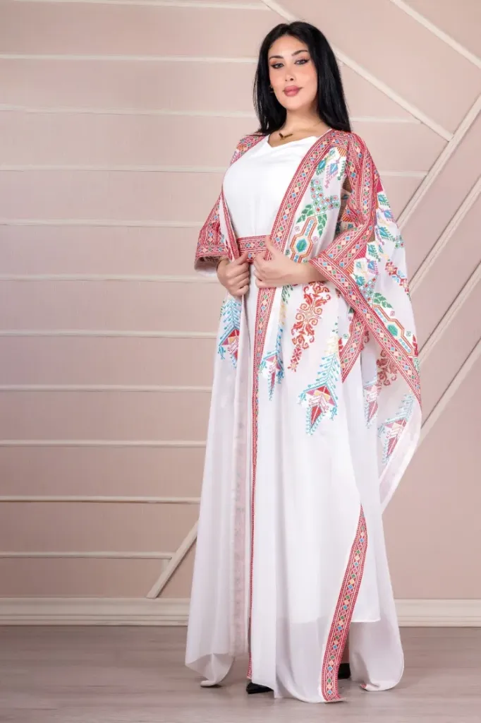 Ramadan abaya, chiffon, two pieces, embroidered (BLACK, 1)