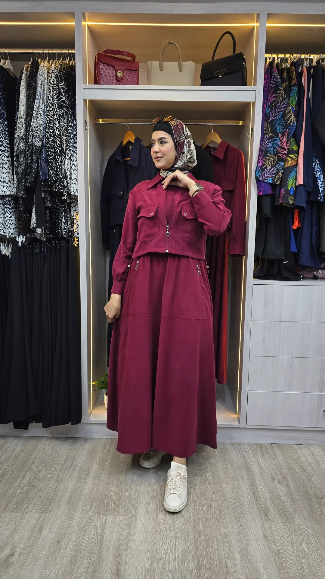 Elegant two-piece Tansal dress (MAROON, 38)