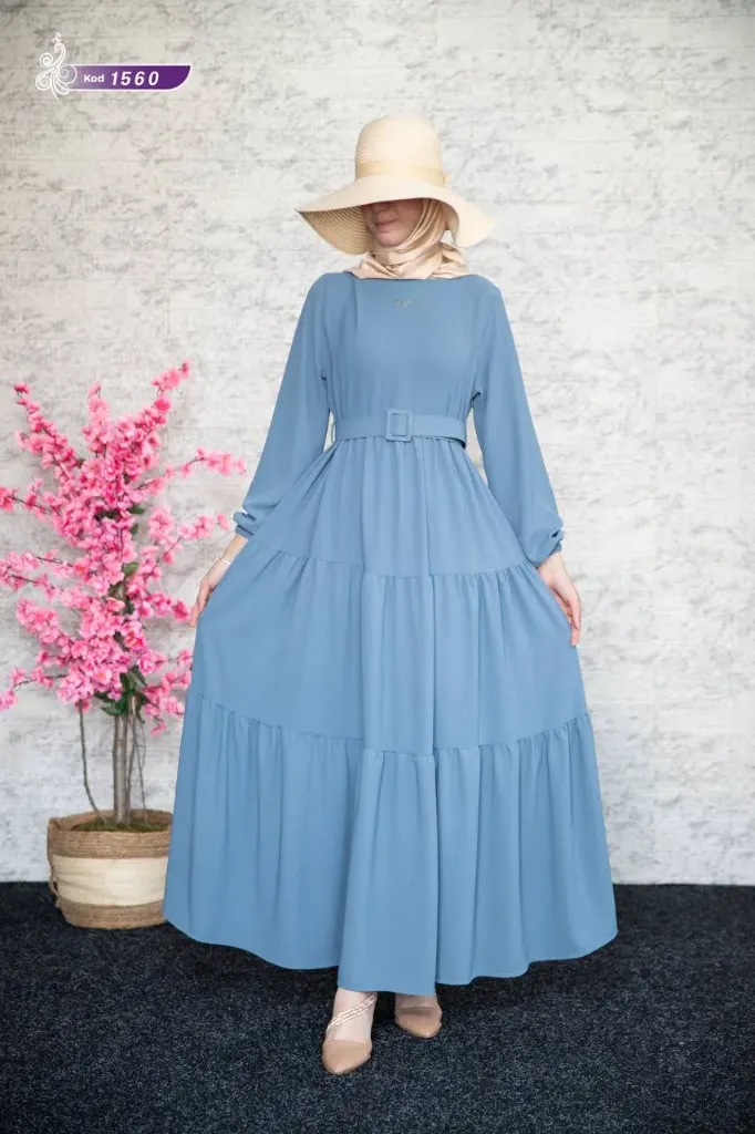 CY dress with belt and colors (BLUE, 40)