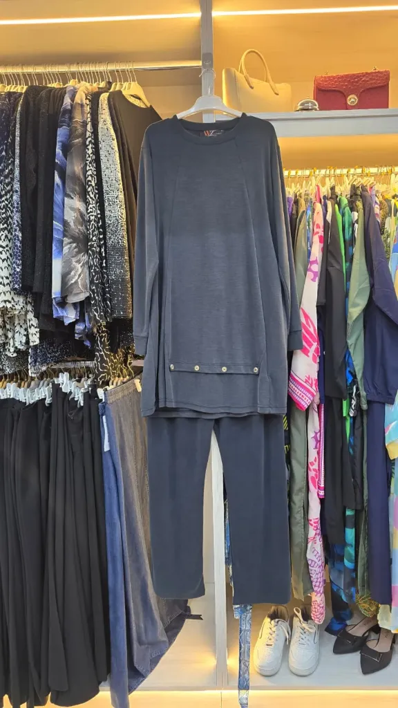 طقم تركي رائع مع الأزرار (رمادي, 1)