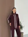 Burgundy double crepe Turkish tracksuit set