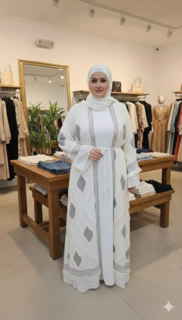 Two-piece abaya with diamond embroidery (GRAY, 1)