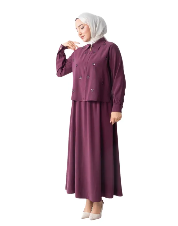 Heptol summer embroidered set (MAROON, 1)