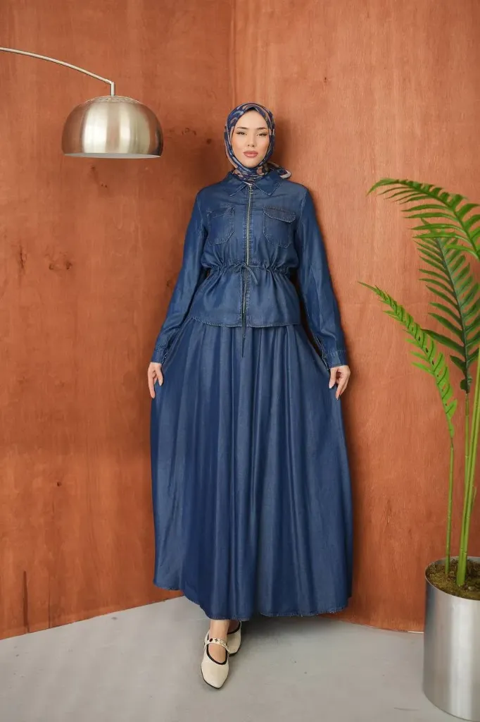 Denim jumpsuit and jacket