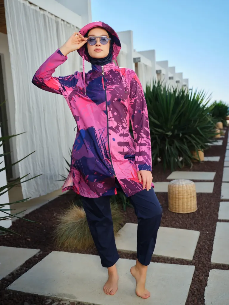 Fuchsia embroidered swimsuit