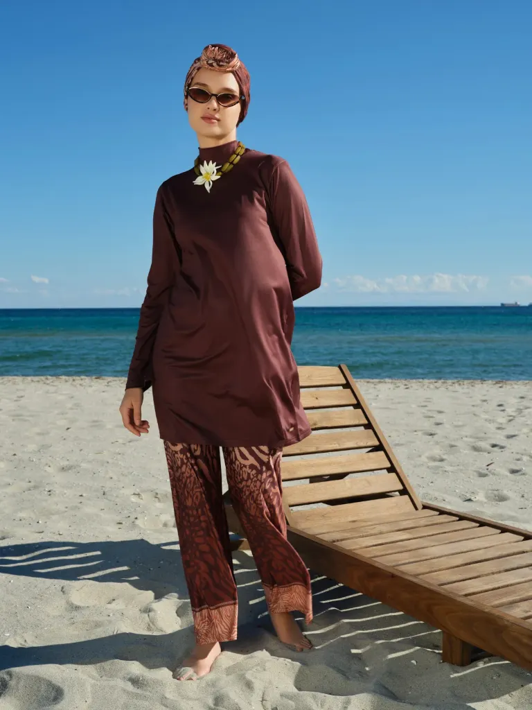 Luxury brown stretch swimsuit