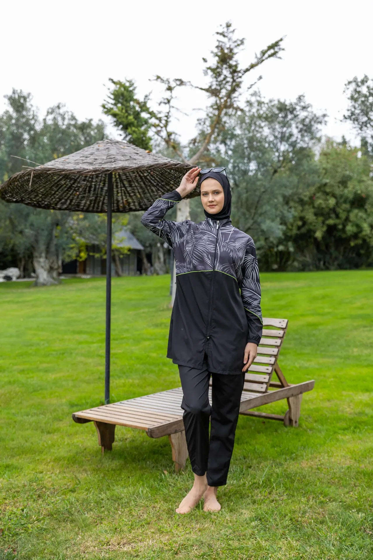 Stretch burkini with parachute, 4 pieces